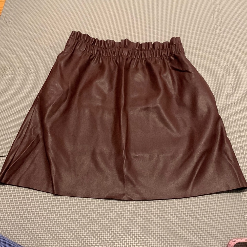 Zara burgundy pleather high waisted skirt